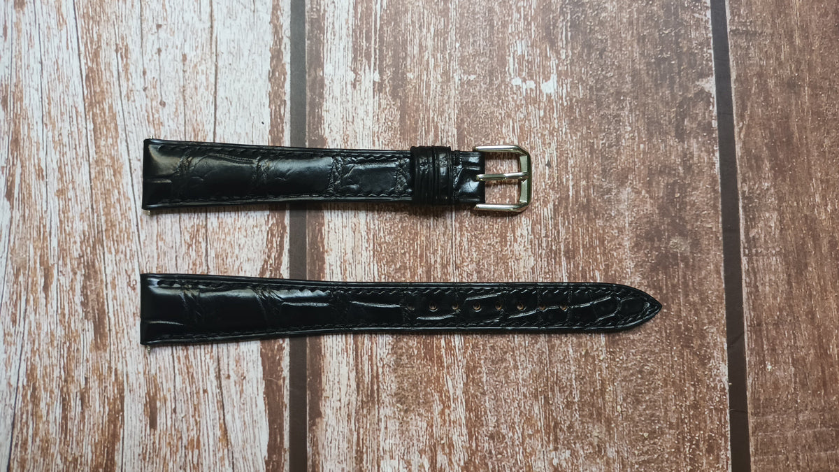 Black Full Grain Crocodile Leather Strap For Longines a grande classiq