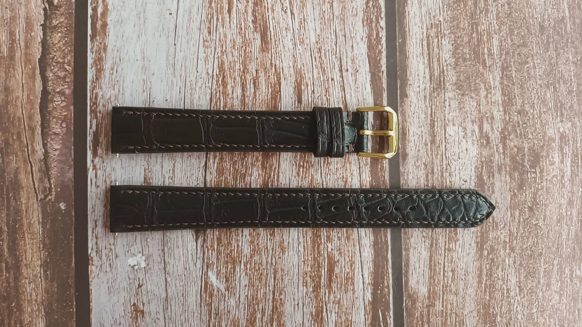 Brown Full Grain Crocodile Leather Strap For Longines L4 635 2 Watch