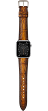 画像をギャラリービューアに読み込む, クロコダイルレザー腕時計ベルト - バーントチェスナット