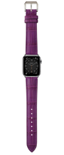 画像をギャラリービューアに読み込む, クロコダイルレザー腕時計ストラップ – パープル
