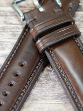 画像をギャラリービューアに読み込む, ブッテーロレザー腕時計ストラップ – ダークブラウン