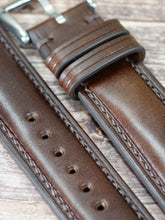 画像をギャラリービューアに読み込む, ブッテーロレザー腕時計ストラップ – ダークブラウン