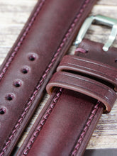 画像をギャラリービューアに読み込む, ブッテーロレザー腕時計ストラップ – ボルドー