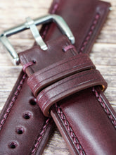 画像をギャラリービューアに読み込む, ブッテーロレザー腕時計ストラップ – ボルドー