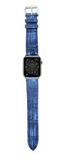 画像をギャラリービューアに読み込む, ヌバッククロコダイルレザー 腕時計ベルト - ネイビー