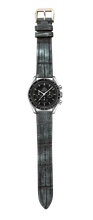 画像をギャラリービューアに読み込む, ヌバッククロコダイルレザー 腕時計ベルト - ブラック