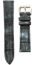 画像をギャラリービューアに読み込む, ヌバッククロコダイルレザー 腕時計ベルト - ブラック