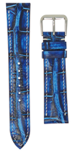画像をギャラリービューアに読み込む, クロコダイルレザー 腕時計ベルト - エレクトリックブルー