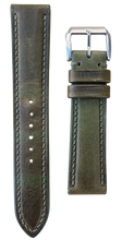 画像をギャラリービューアに読み込む, バダラッシィワックスレザー 腕時計ベルト - オリーブグリーン