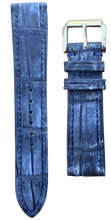 画像をギャラリービューアに読み込む, ヌバッククロコダイルレザー 腕時計ベルト - ネイビー