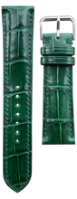 画像をギャラリービューアに読み込む, クロコダイルレザー 腕時計ベルト - グリーン