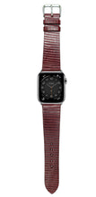 画像をギャラリービューアに読み込む, リザードレザー 腕時計ベルト - レッド