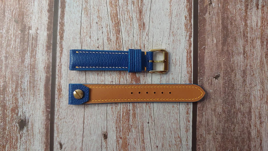 Arulan Leather (Blue) Custom Open End - Compatible with 1939 Doxa vintage
