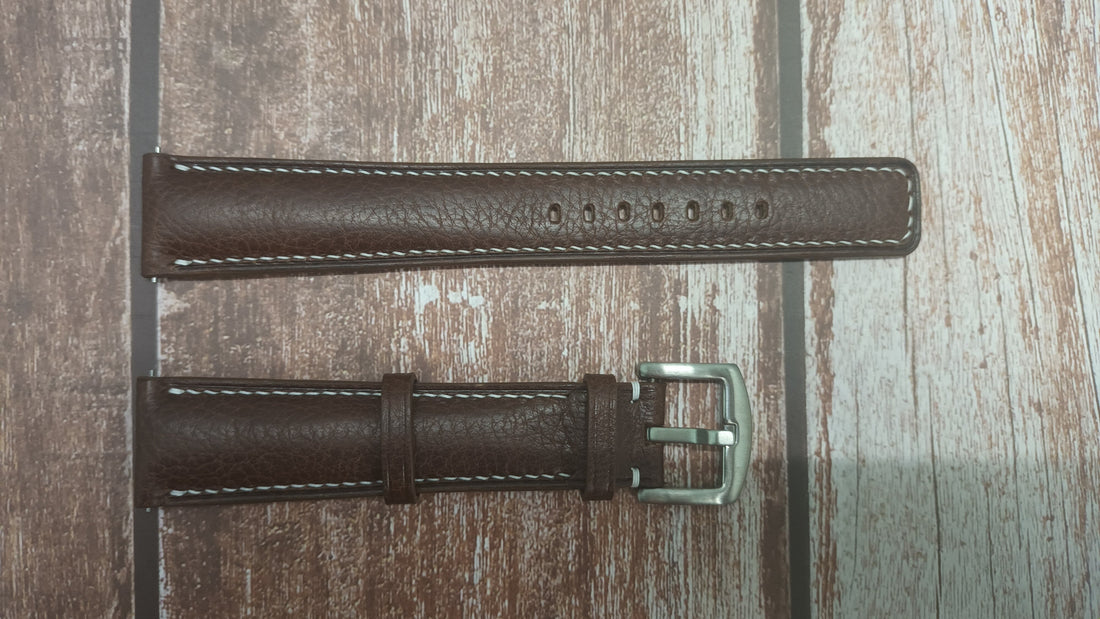 Brown Italian Veg Tanned Minerva Leather Strap For Citizen Echo Drive Mens Blue Sapphire Watch