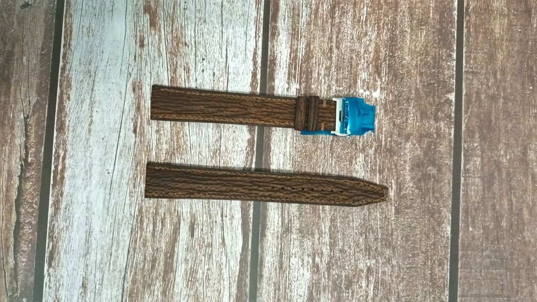 Brown Full Grain Shark Skin Leather Strap For Undone Wayne Industries Watch