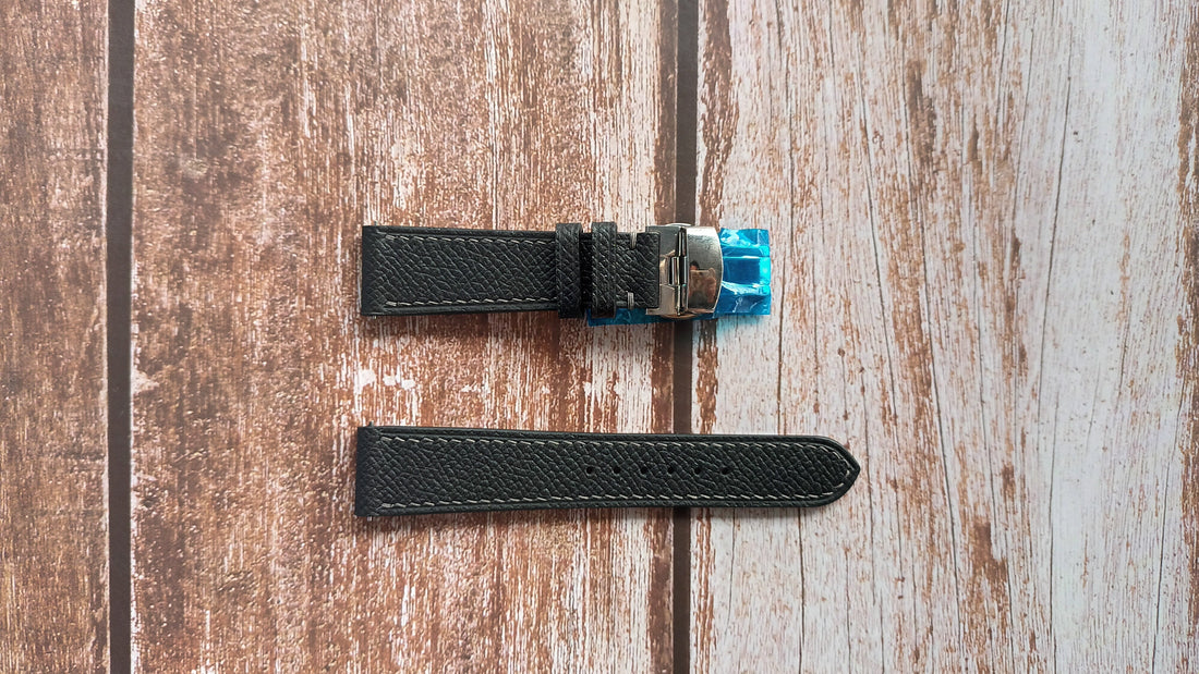 Black Epsom Leather Strap For Oris Artix Skeleton Watch