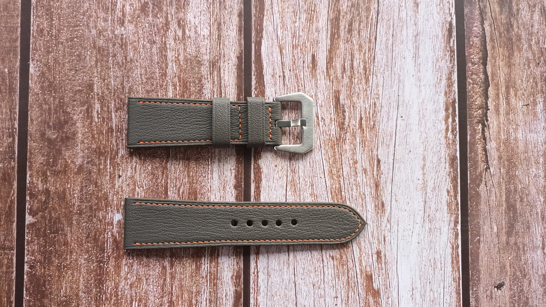 Gray Chevre "Caviar" Goat Leather Strap For OCEAN7 CP-1 Ceramic Diver Watch
