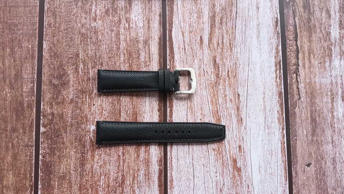 Black Epsom Leather Strap For Tissot Heritage Visodate 42mm Powermatic 80 Watch