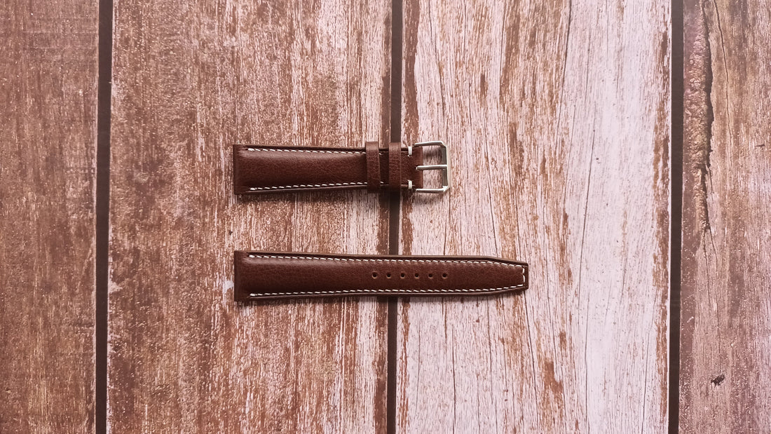 Brown Italian Veg Tanned Minerva Leather Strap For Tissot Heritage Visodate 42mm Powermatic 80 Watch