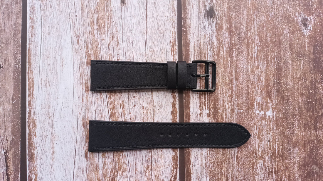 Black Swift Leather Strap For Cartier Calibre Diver Watch
