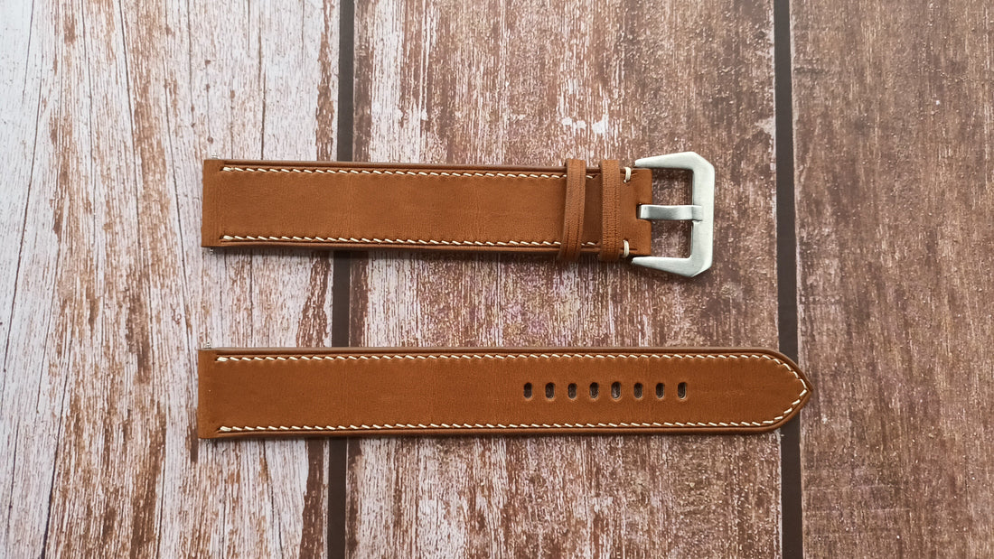 Brown Barenia Leather Strap For Fossil Mechanical Watch