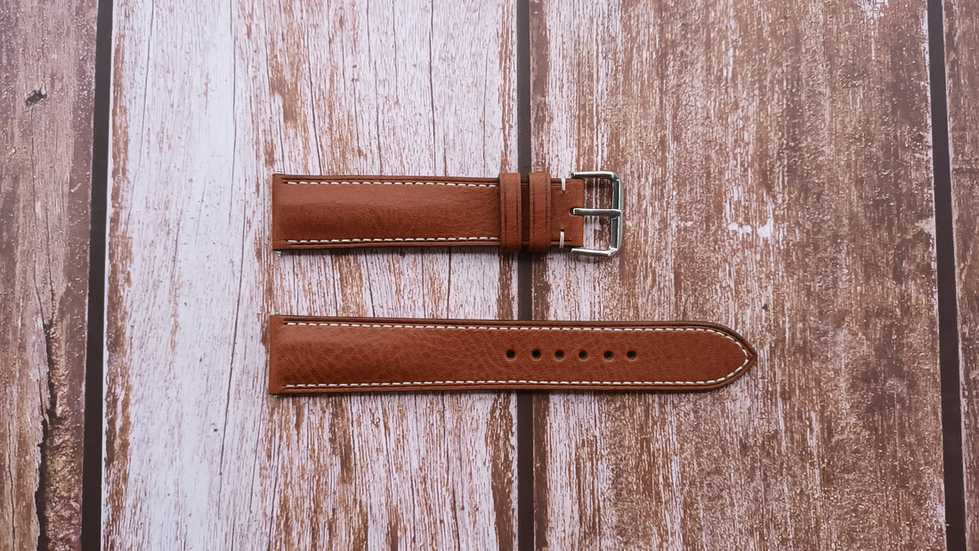 Brown Italian Veg Tanned Minerva Leather Strap For Zeppelin LZ 126 Watch