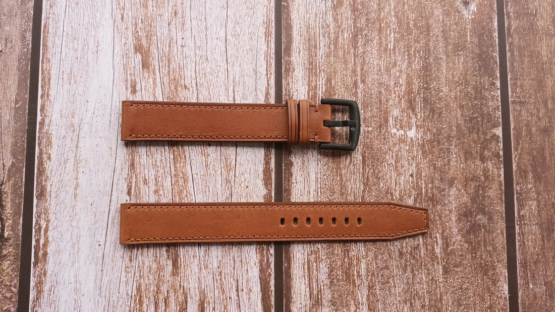 Brown Italian Veg Tanned Buttero Leather Strap For Samsung Galaxy Watch 4 Classic