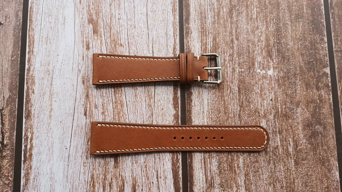 Brown Italian Veg Tanned Buttero Leather Strap For Torgoen T25 Watch