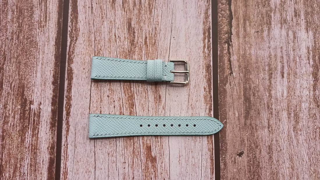 Custom Baby Blue Epsom Leather Watch Straps