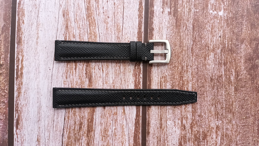 Black Epsom Leather Strap For Vostok Kommandierski Watch