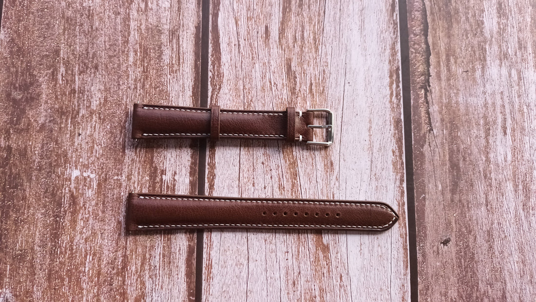 Brown Italian Veg Tanned Minerva Leather Strap For TISSOT gentleman powermatic 80 silicium Watch