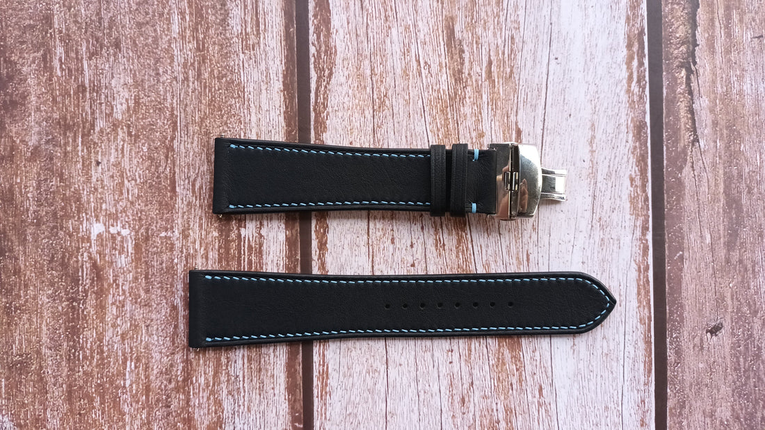 Black Swift Leather Strap For Panerai Radiomir Black Seal Watch