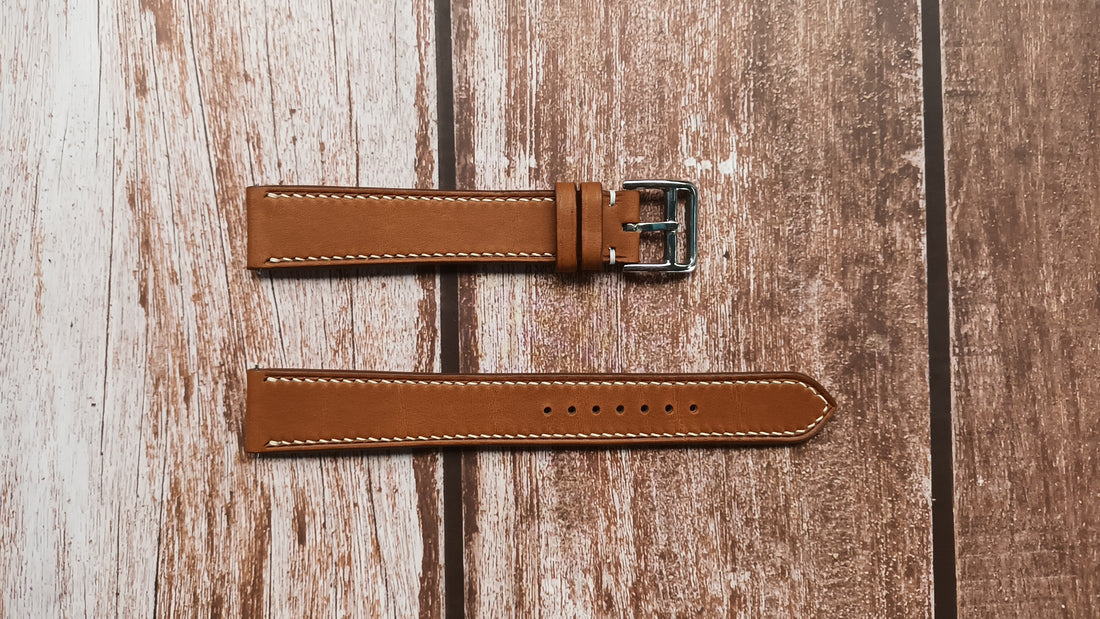 Brown Barenia Leather Strap For Tag Heuer Link Calibre 5 Watch