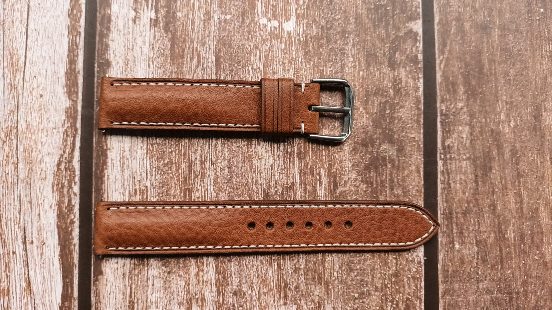Brown Italian Veg Tanned Minerva Leather Strap For Hamilton Khaki Field 38mm Watch