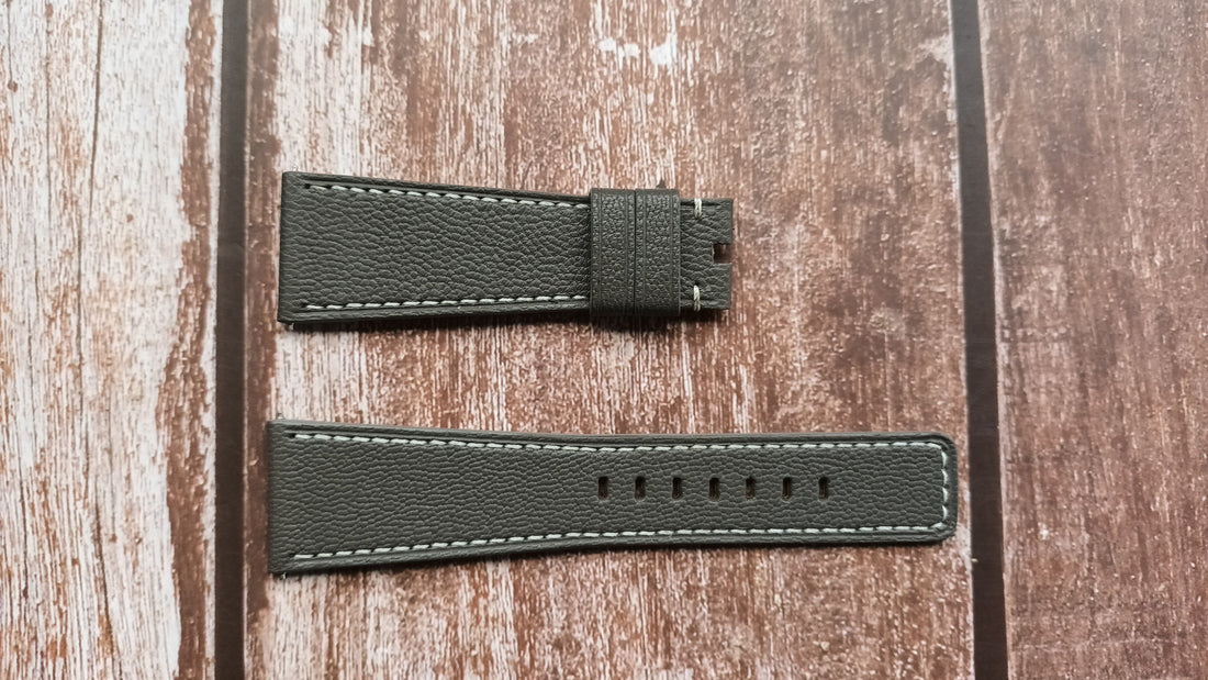 Gray Alran Goat Leather Strap For Bell & Ross BRS-92-S Watch