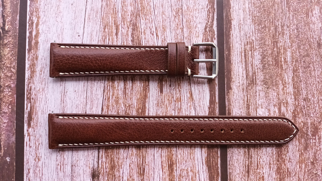 Brown Italian Veg Tanned Minerva Leather Strap For ORIENT 2nd Gen. Bambino Ver.2 Watch