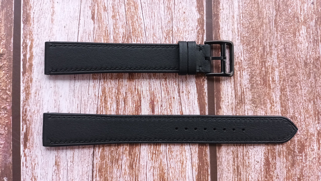 Black Swift Leather Strap For Withings Scan Watch