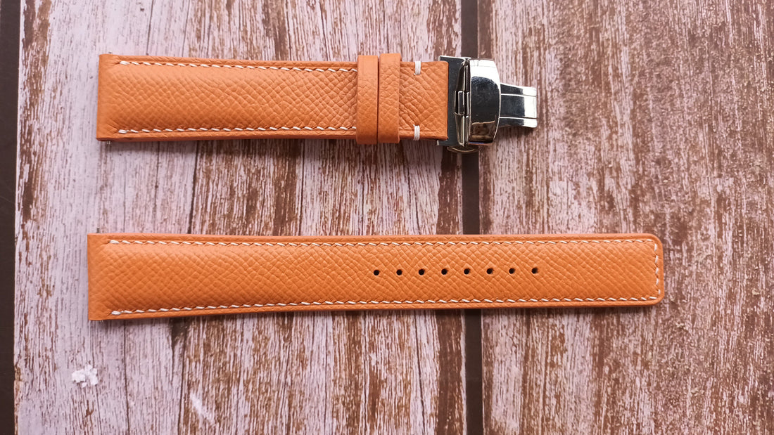 Orange Epsom Leather Strap For Garmin Epix 2 gen (22 mm) Watch