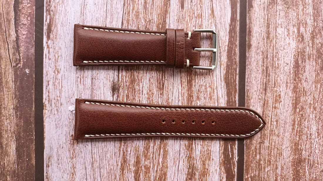Brown Italian Veg Tanned Minerva Leather Strap For Breitling Navitimer World Watch