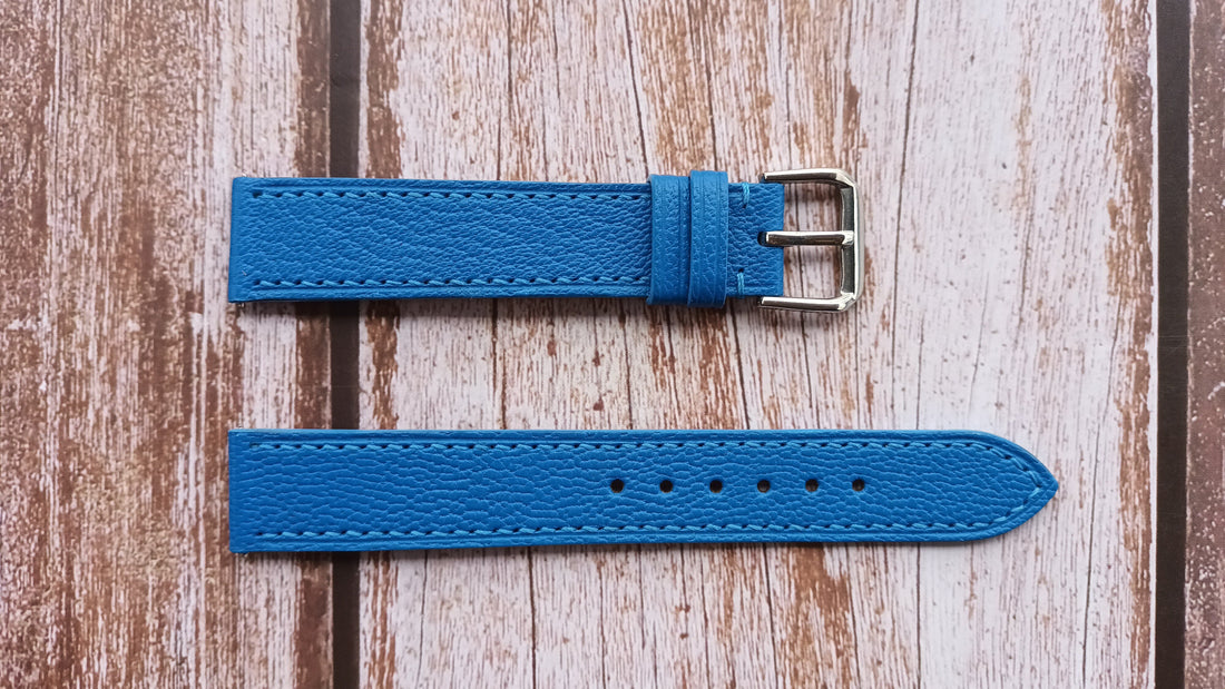 Blue Alran Goat Leather Strap For Vintage SHD Chronograph Watch