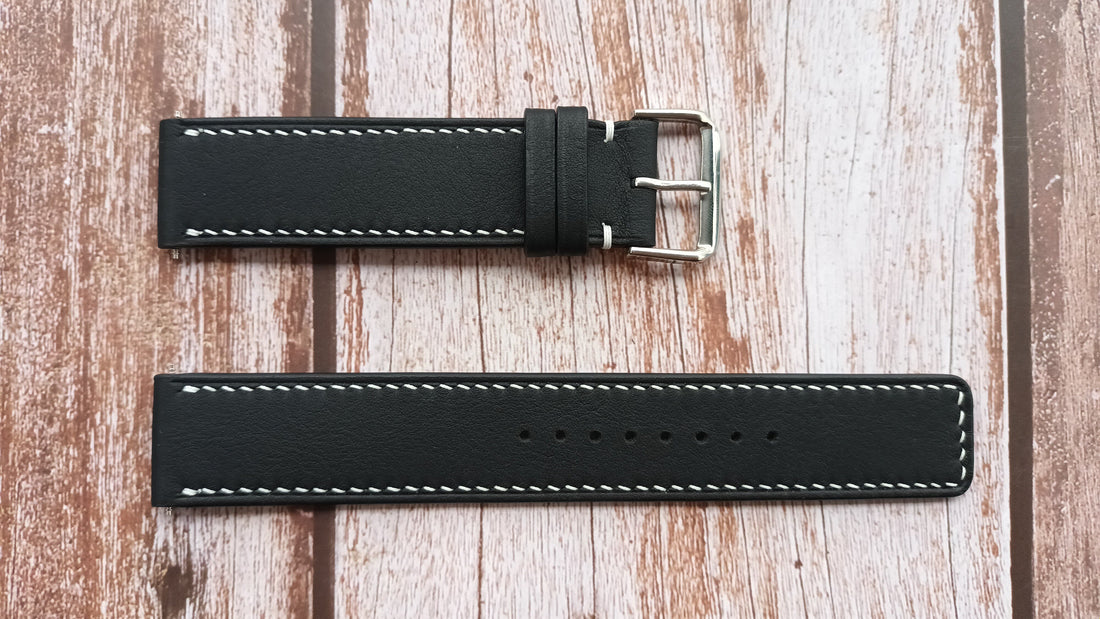 Black Swift Leather Strap For Hamilton H70555533 Watch