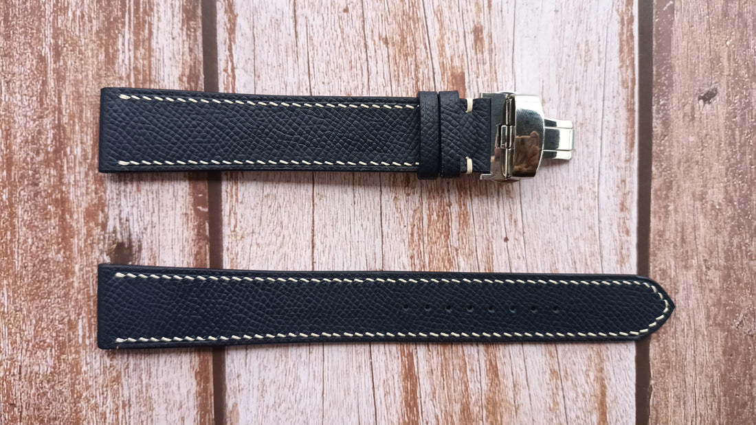 Navy Epsom Leather Strap For Gevril Seacloud Watch