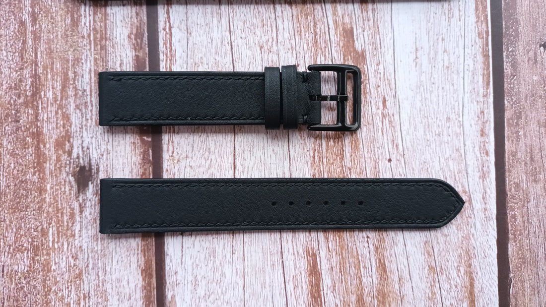 Black Swift Leather Strap For Baume Mercier Watch