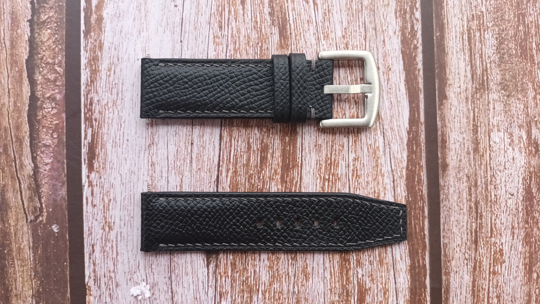 Black Epsom Leather Strap For Tudor PO1 Commando Watch