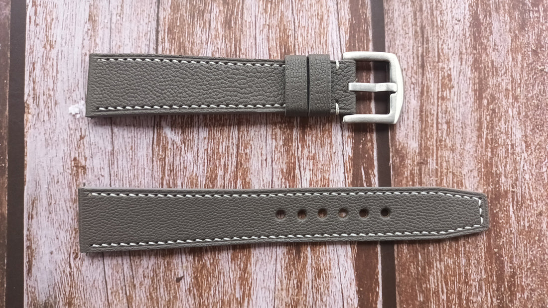 Gray Alran Goat Leather Strap For Grand Seiko SBGH273 Watch
