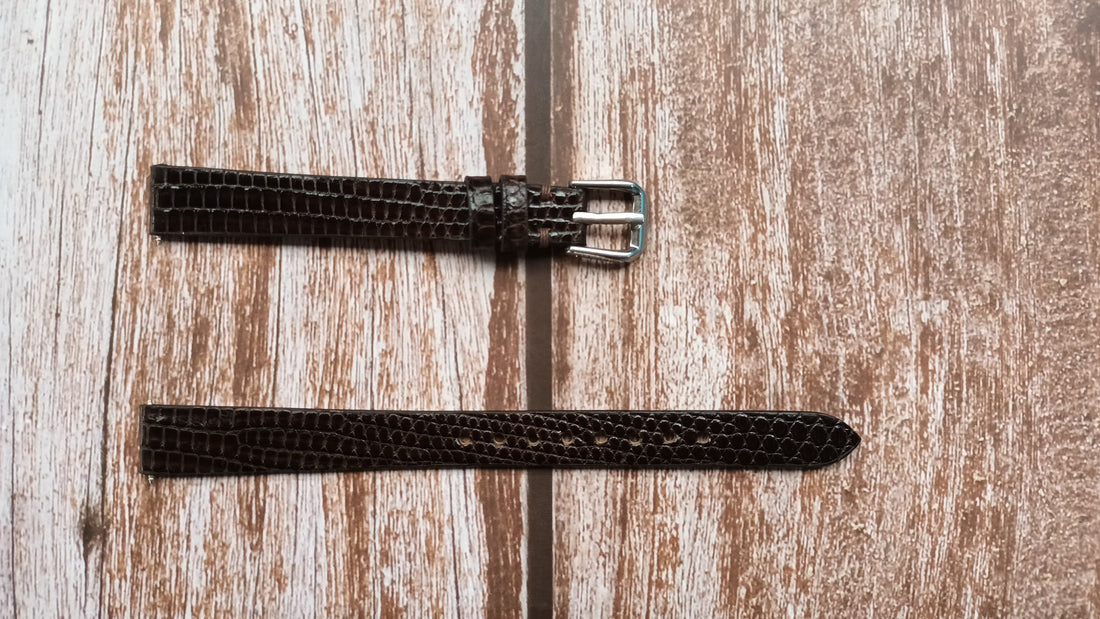 Brown Full Grain Lizard Leather Strap For Girard Perregaux Watch