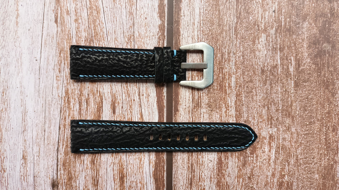 Black Full Grain Shark Skin Leather Strap For Panerai Submersible 683 Watch