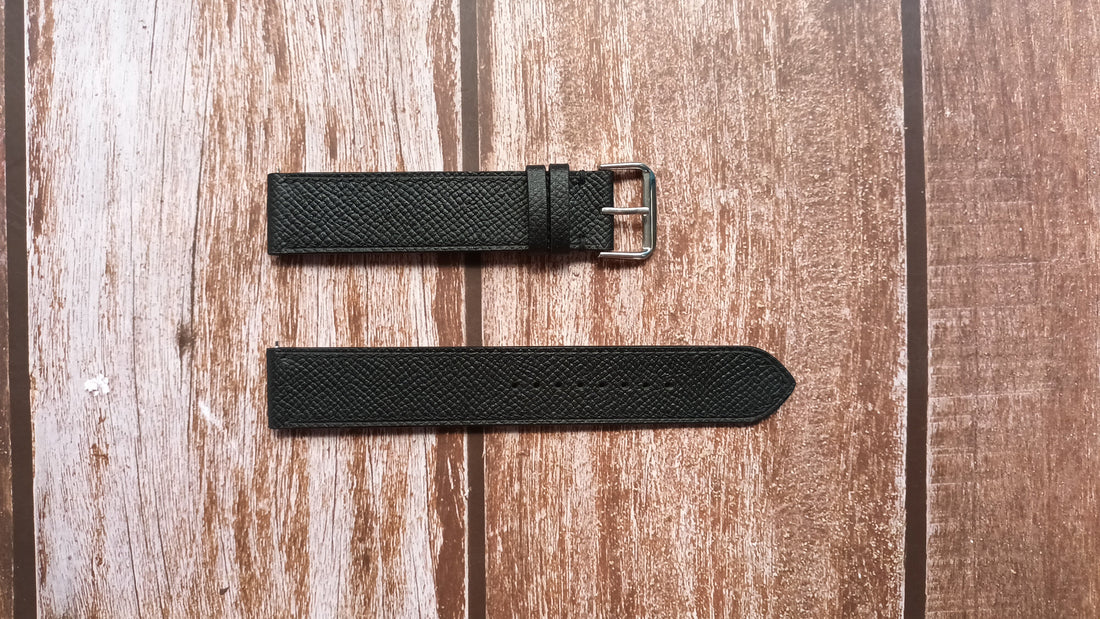 Black Epsom Leather Strap For ROLEX SKYDWELLER Watch