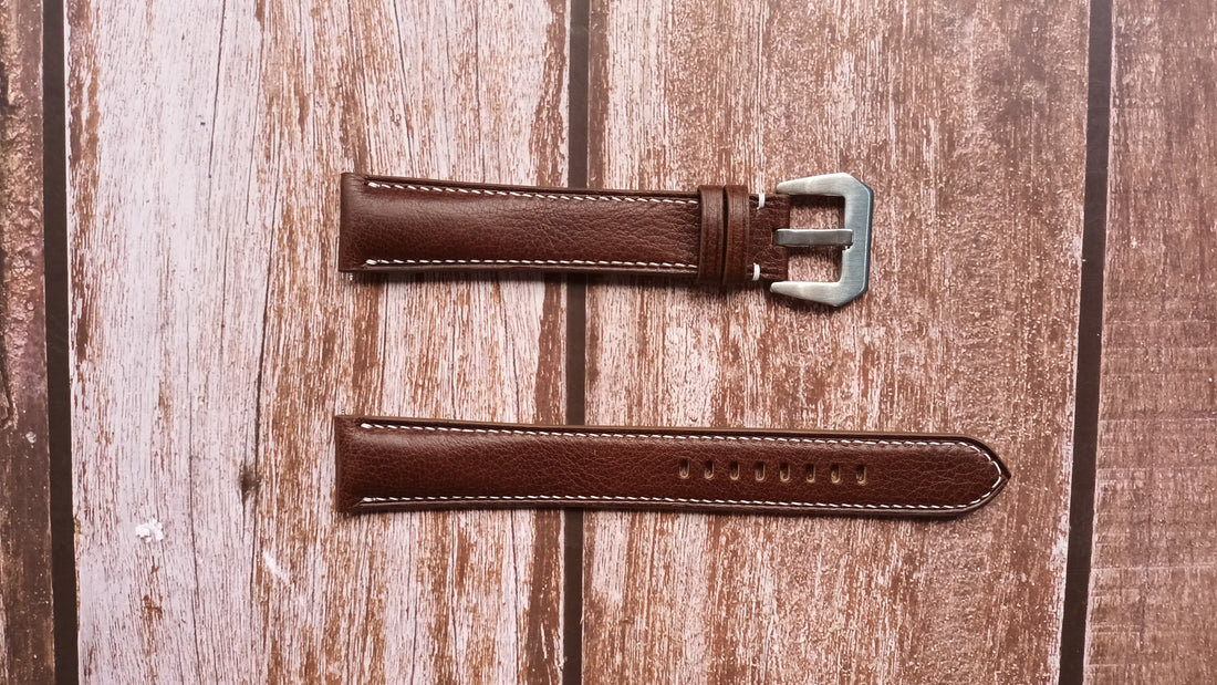 Brown Italian Veg Tanned Minerva Leather Strap For Hamilton Jazzmaster Watch