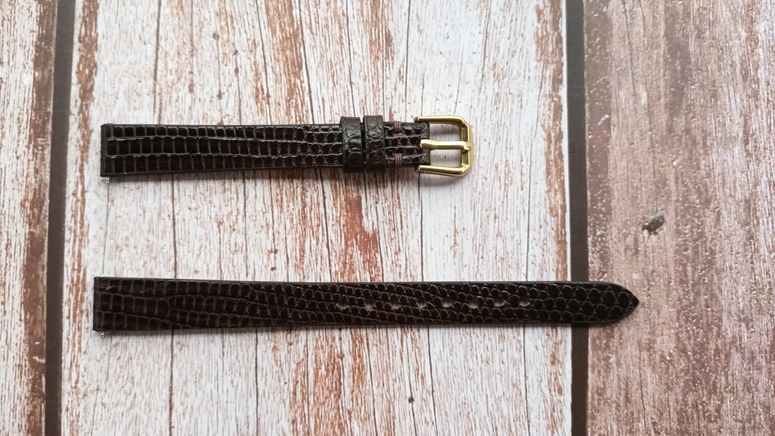 Brown Full Grain Lizard Leather Strap For Girard Perregaux Watch